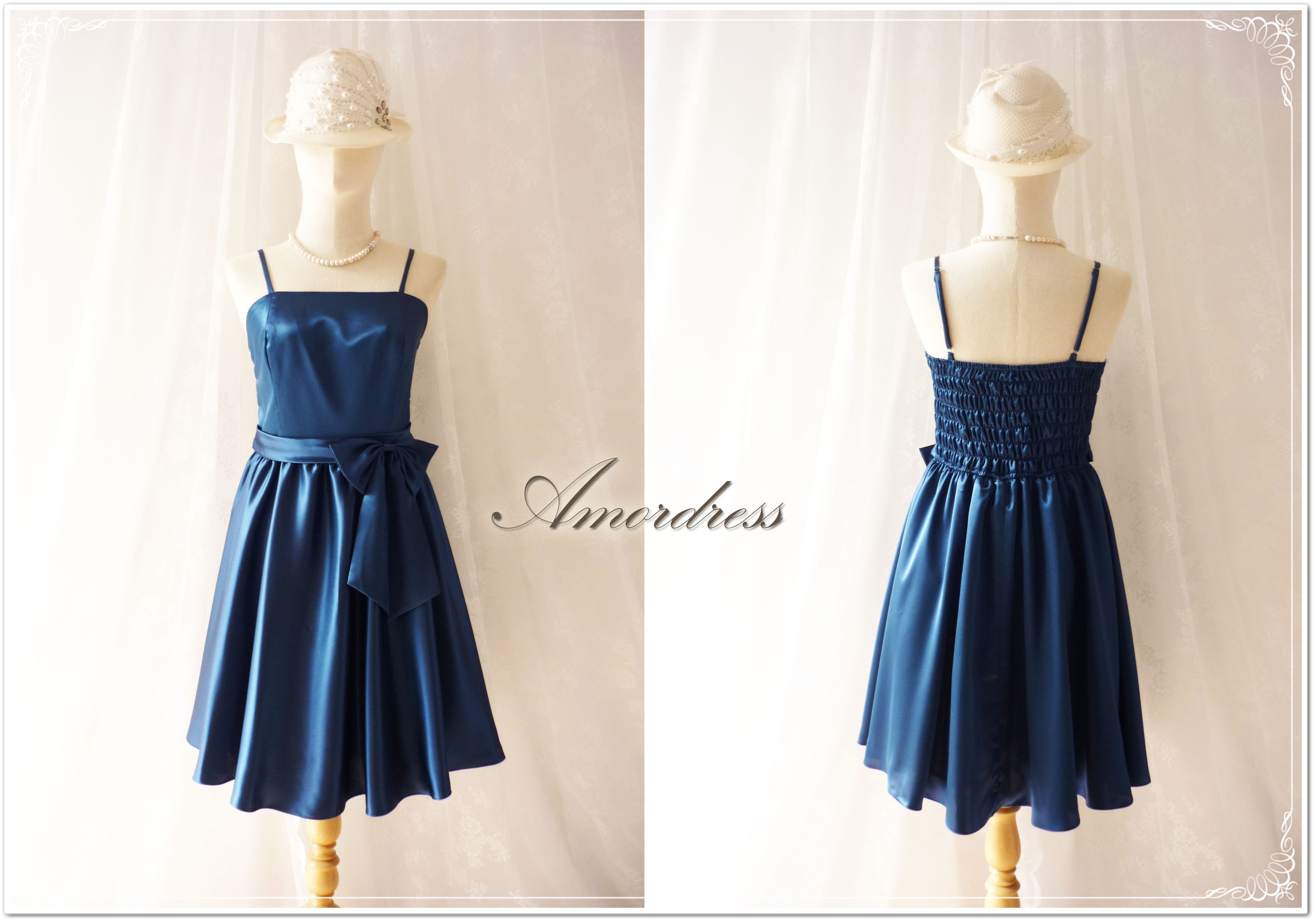 Midnight Blue Party Dress.. Elegant Vintage Inspired Party Prom